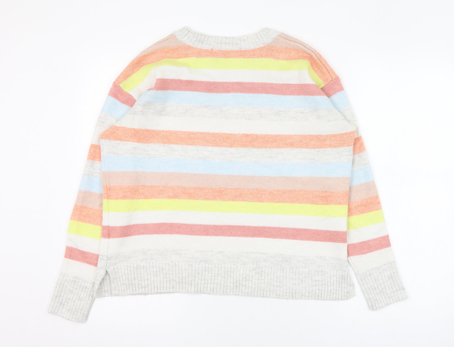 George Womens Multicoloured Round Neck Striped Acrylic Pullover Jumper Size 8