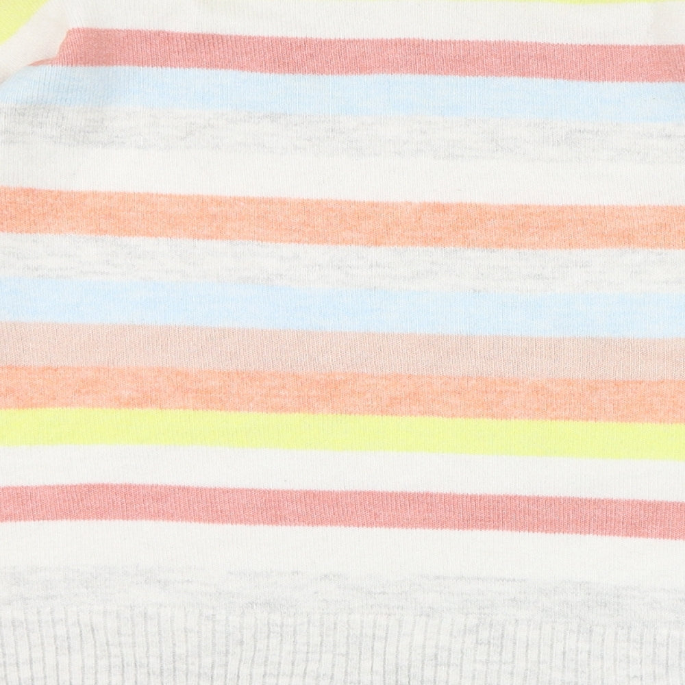 George Womens Multicoloured Round Neck Striped Acrylic Pullover Jumper Size 8