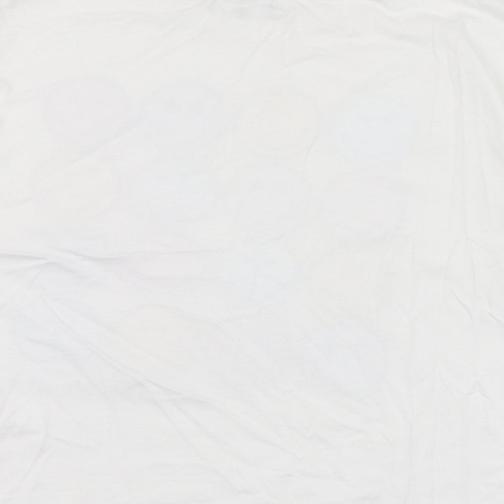 F&F Girls White  Cotton Basic T-Shirt Size 11-12 Years Round Neck Pullover - Smiley World