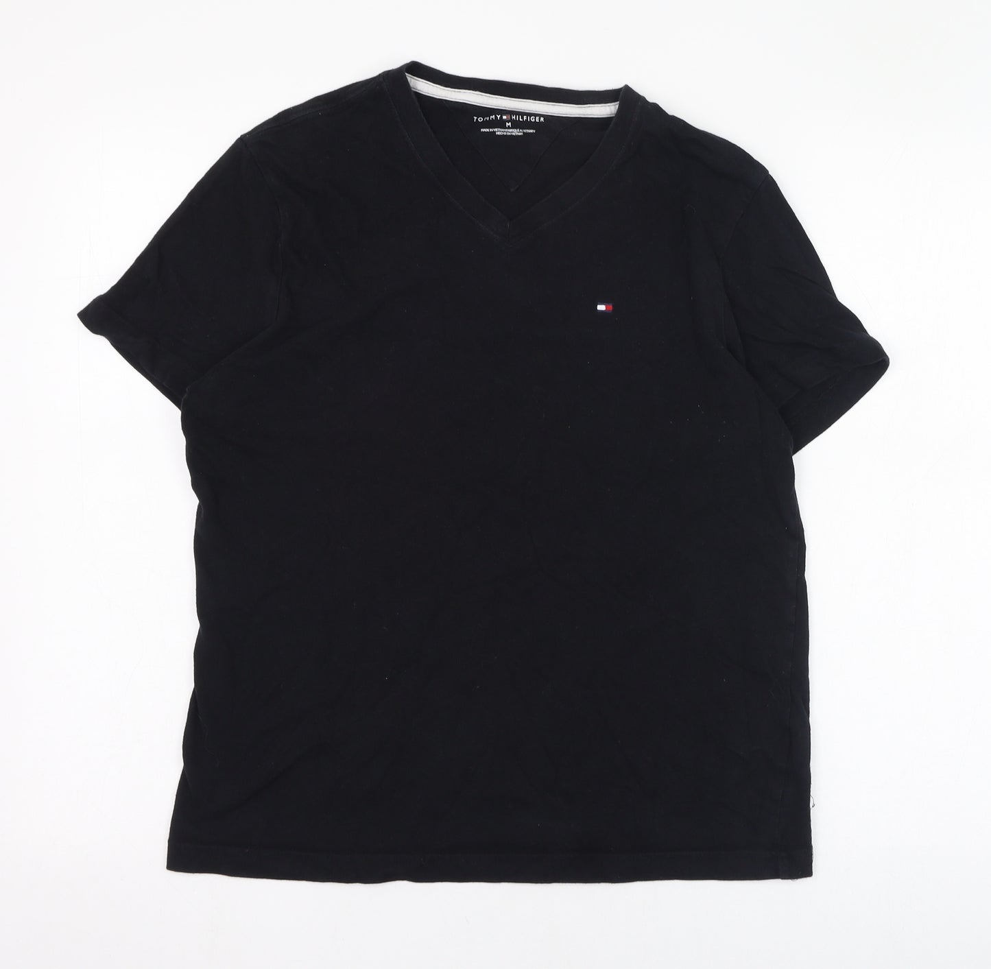 Tommy Hilfiger Mens Black  Cotton  T-Shirt Size M V-Neck
