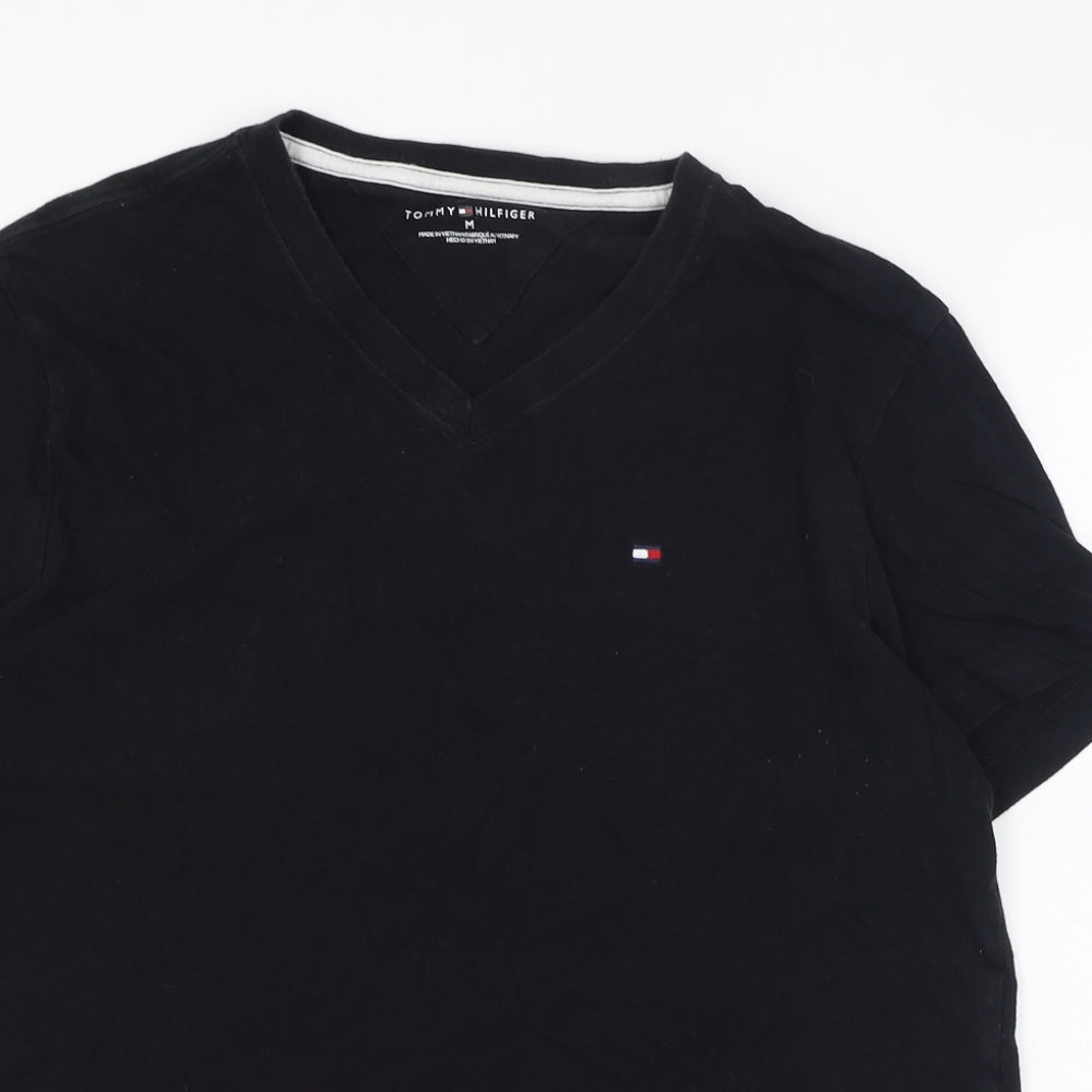 Tommy Hilfiger Mens Black  Cotton  T-Shirt Size M V-Neck