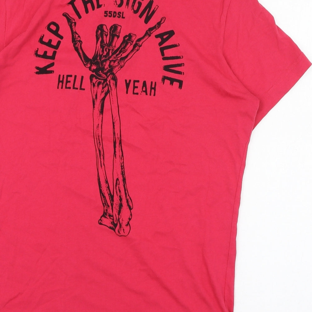 Diesel Mens Pink  Cotton  Polo Size M Collared Pullover - Keep the sign alive