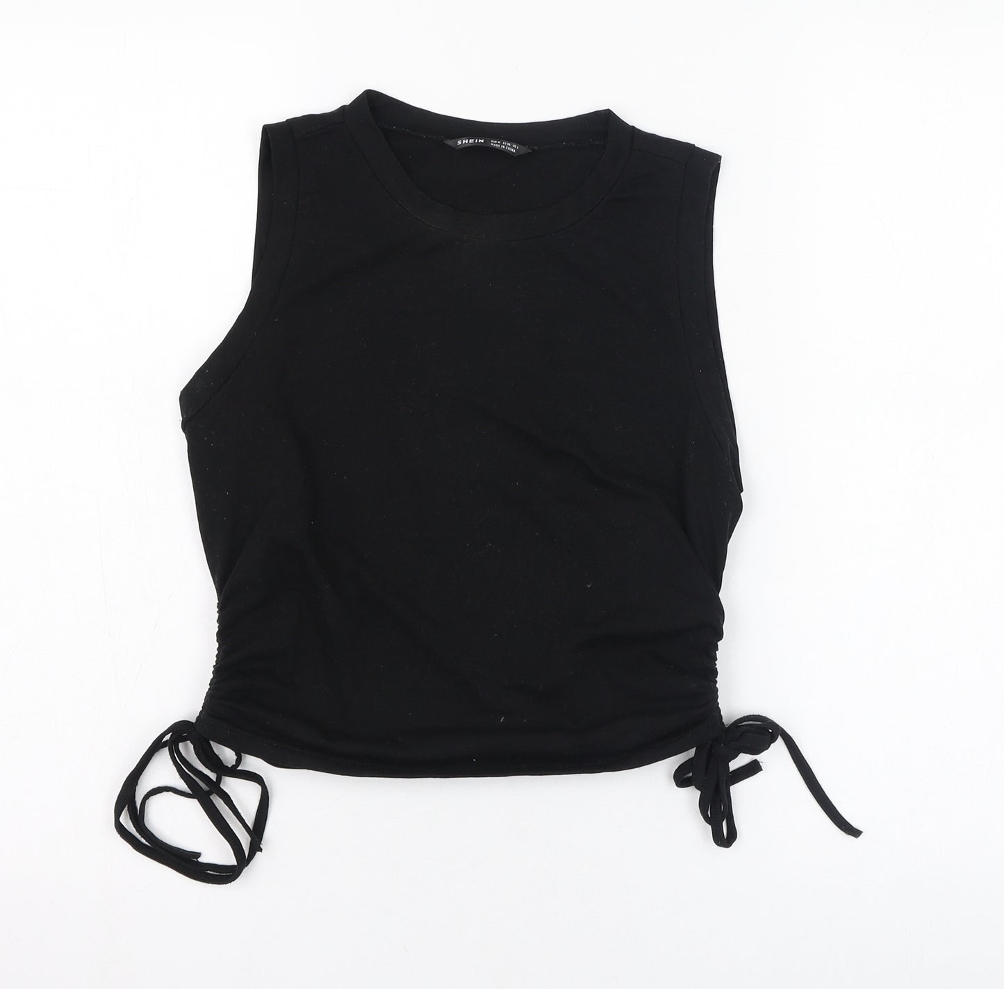 SheIn Womens Black  Polyester Basic Tank Size 8 Round Neck