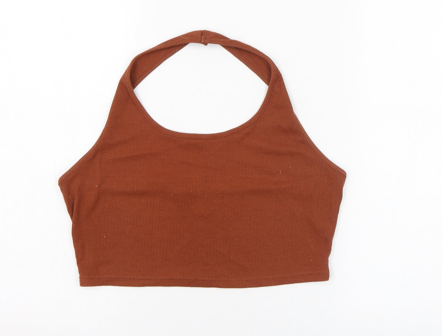 SheIn Womens Brown  Cotton Basic Tank Size 8 Halter