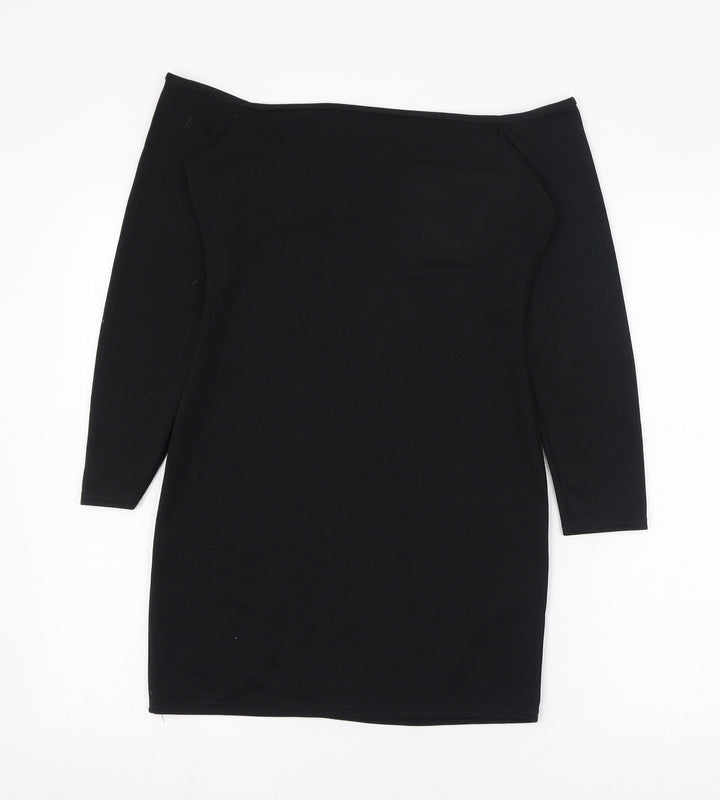 PRETTYLITTLETHING Womens Black  Polyester Pencil Dress  Size 8  Square Neck Pullover