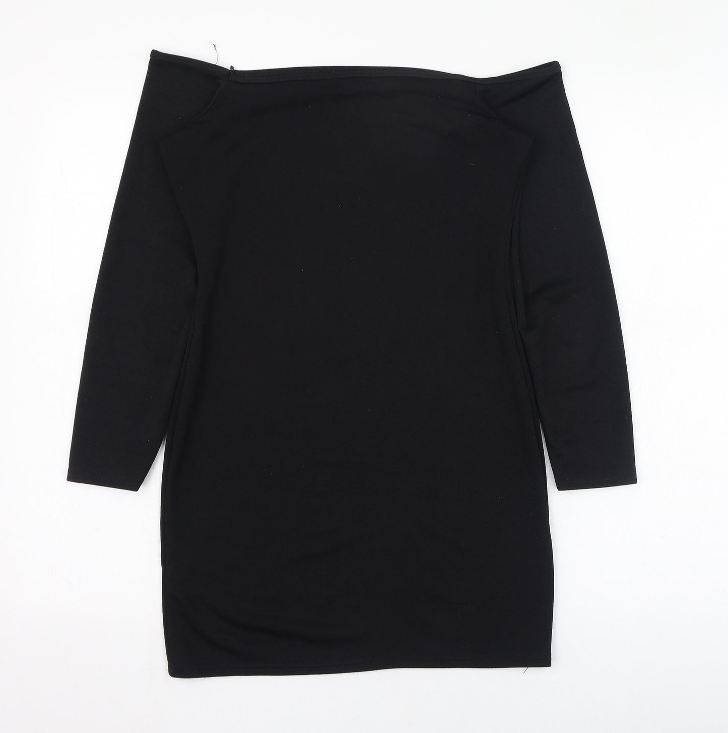 PRETTYLITTLETHING Womens Black  Polyester Pencil Dress  Size 8  Square Neck Pullover