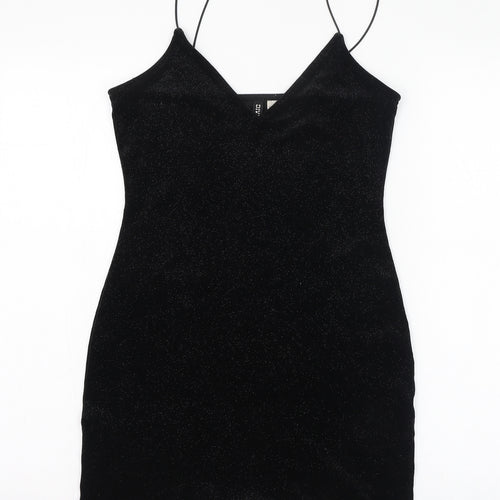 H&M Womens Black  Polyester Pencil Dress  Size S  V-Neck Pullover