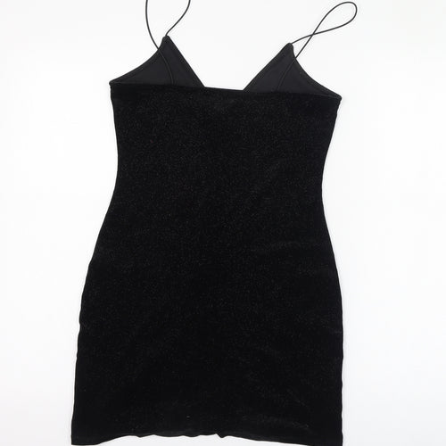 H&M Womens Black  Polyester Pencil Dress  Size S  V-Neck Pullover