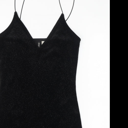 H&M Womens Black  Polyester Pencil Dress  Size S  V-Neck Pullover