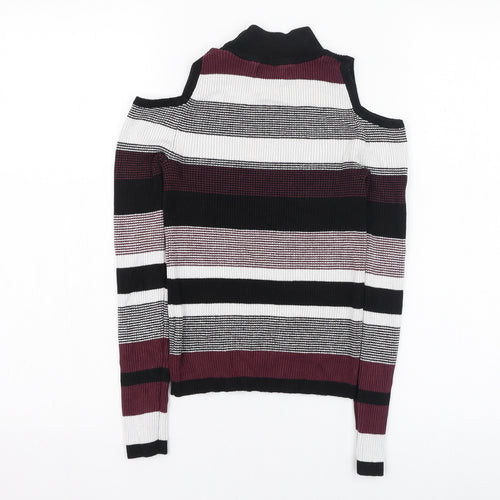 Atmosphere Womens Multicoloured Mock Neck Striped Viscose Pullover Jumper Size 8