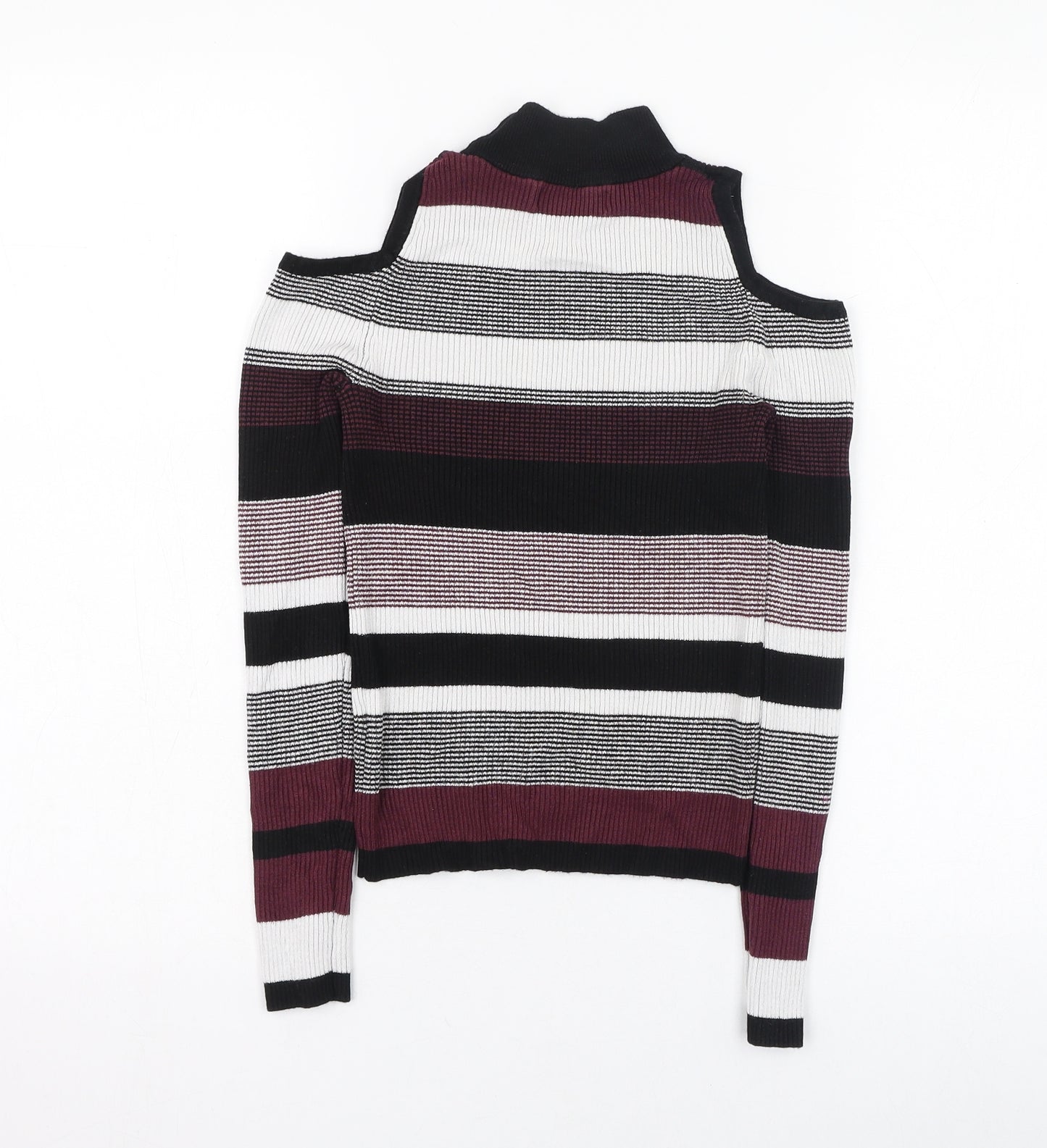 Atmosphere Womens Multicoloured Mock Neck Striped Viscose Pullover Jumper Size 8