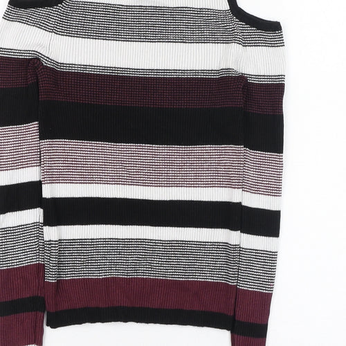 Atmosphere Womens Multicoloured Mock Neck Striped Viscose Pullover Jumper Size 8