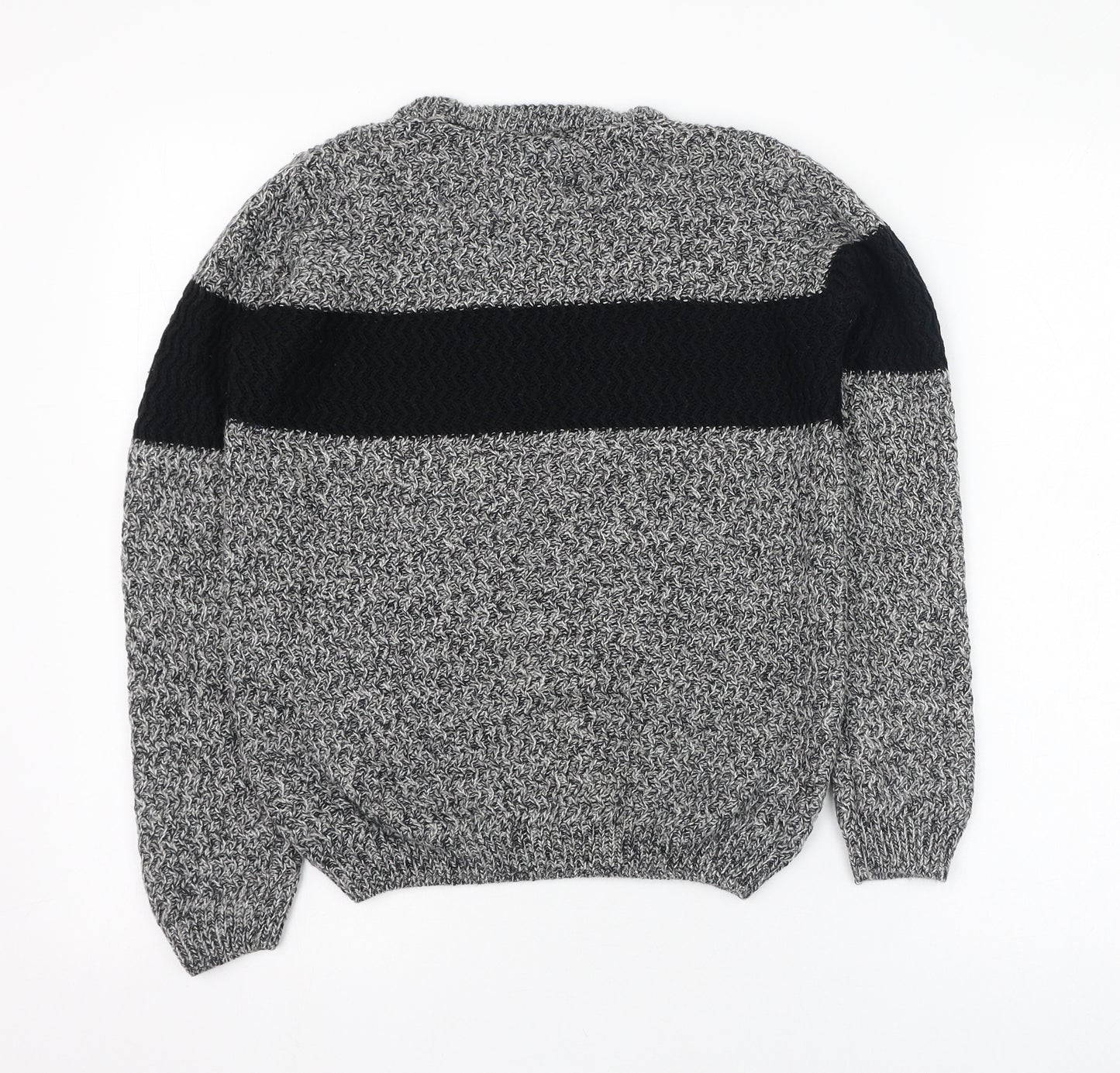 River Island Boys Grey Round Neck  Acrylic Pullover Jumper Size 9-10 Years  Pullover