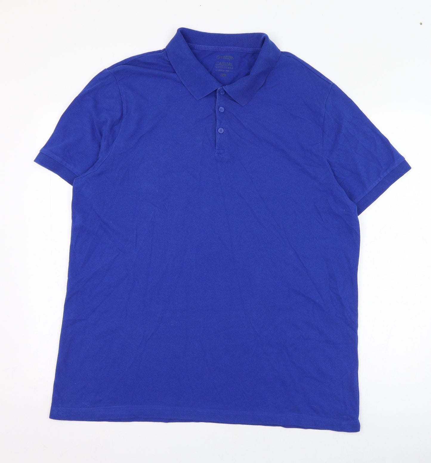 George Mens Blue  Cotton  Polo Size 2XL Collared Pullover