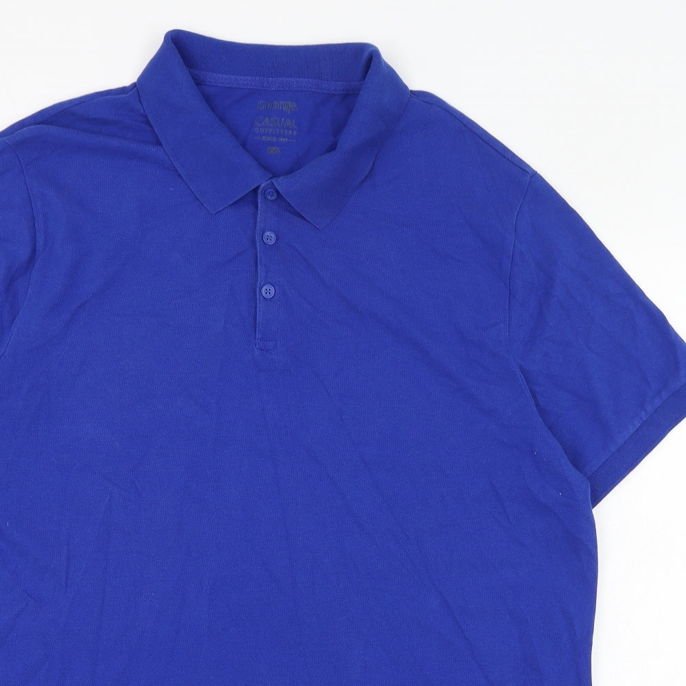 George Mens Blue  Cotton  Polo Size 2XL Collared Pullover