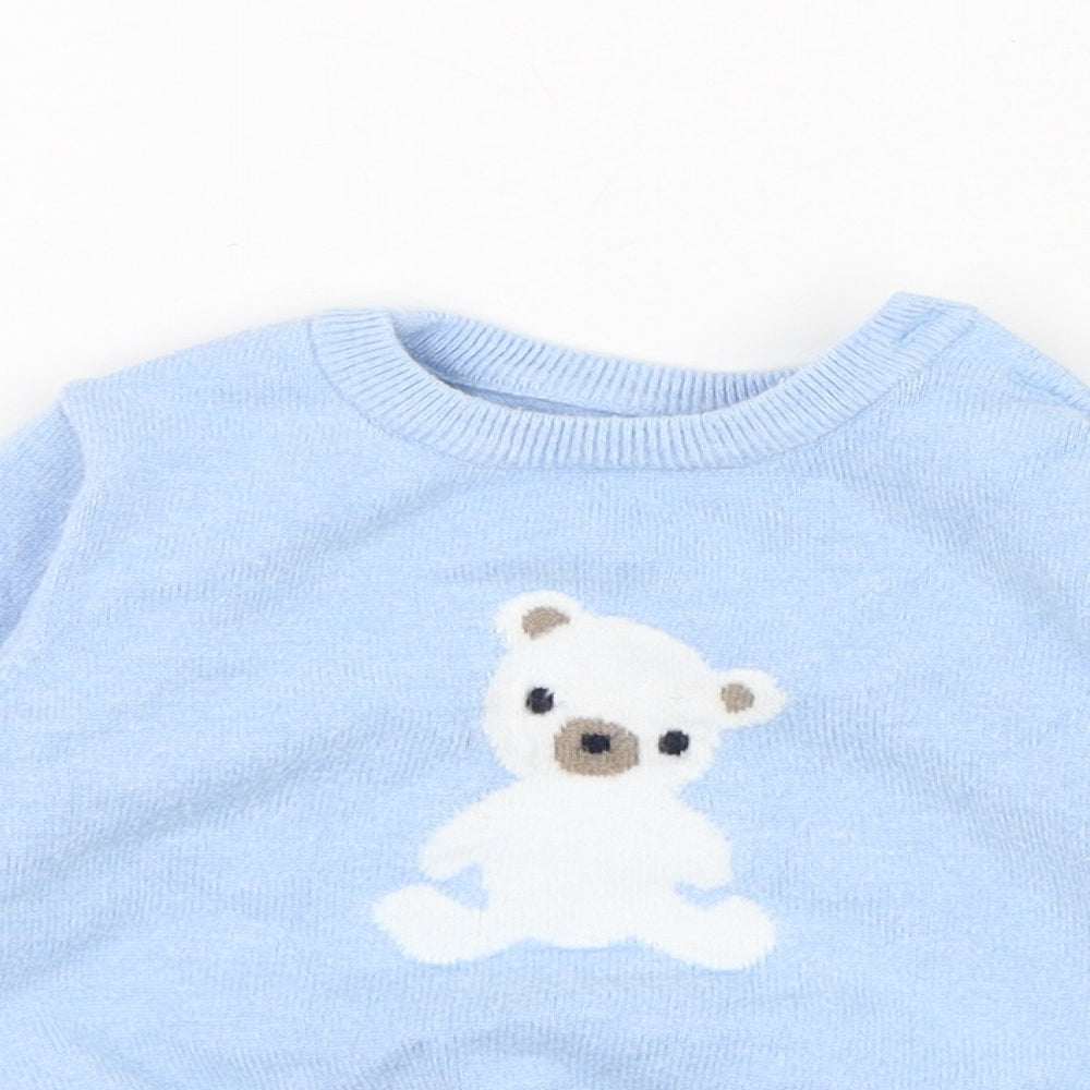 Nutmeg Boys Blue  Viscose Pullover Jumper Size 6-9 Months  Pullover - Teddy bear