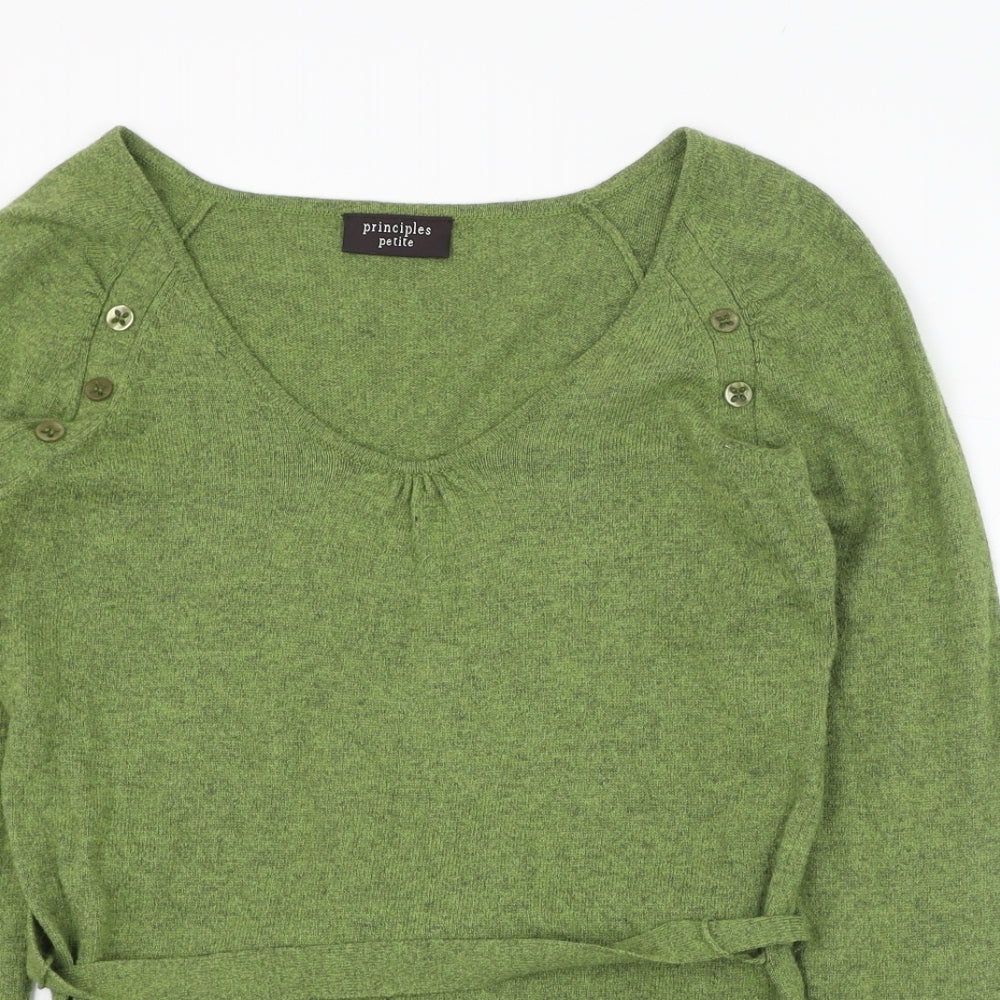 Principles Womens Green Round Neck  Cotton Pullover Jumper Size 8