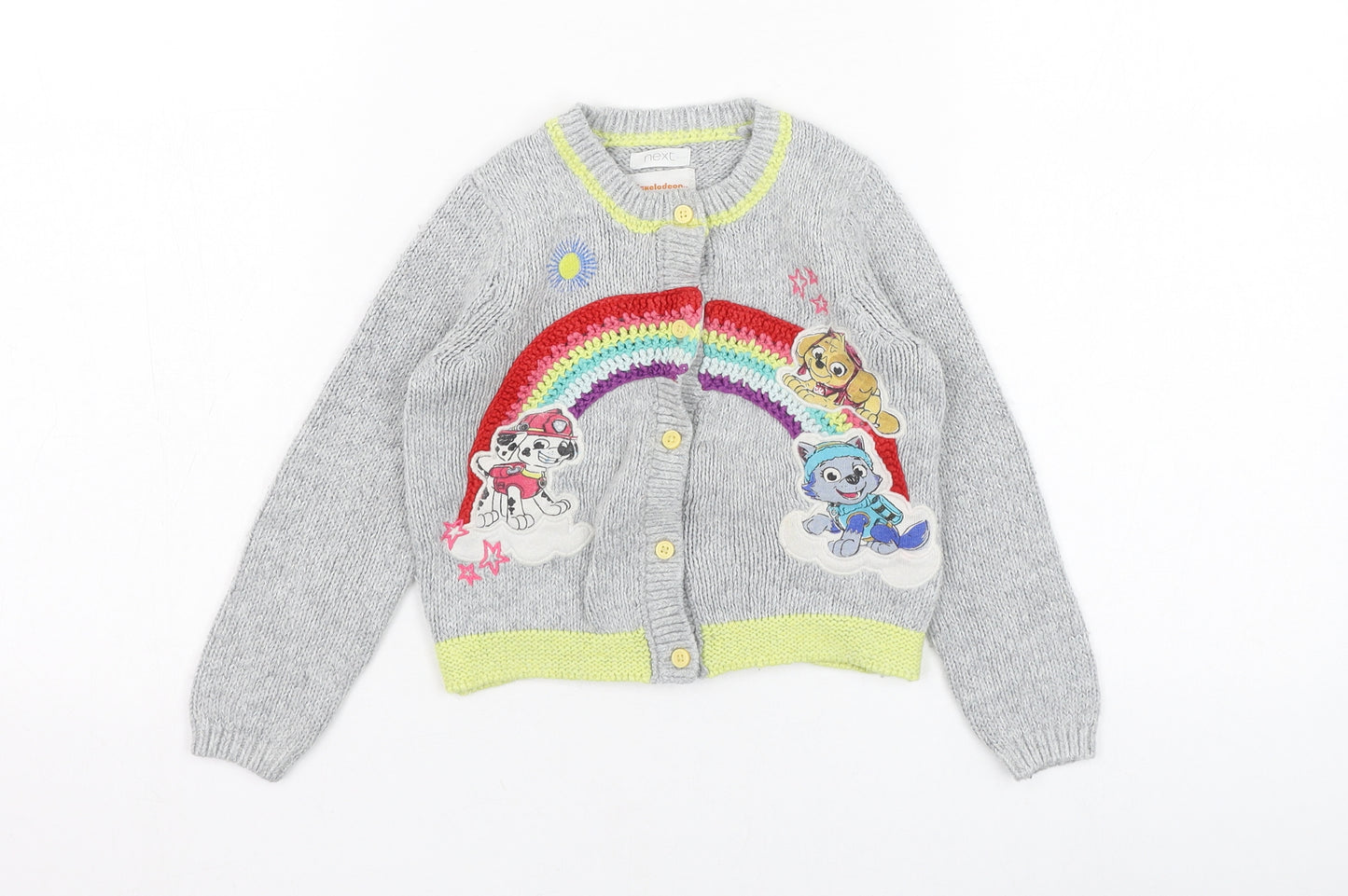NEXT Girls Green Round Neck  Acrylic Cardigan Jumper Size 2-3 Years  Button - Paw Patrol