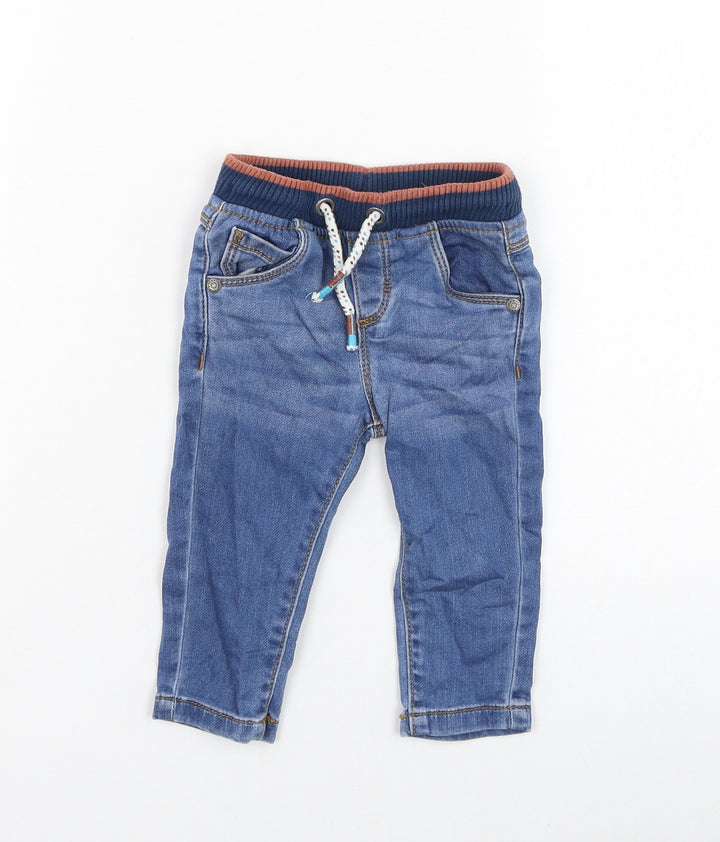 F&F Boys Blue Cotton Capri Jeans Size 3-6 Months Pullover