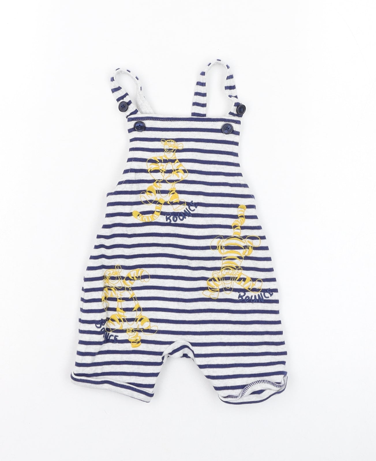 Matalan Boys Green Striped Cotton Dungaree One-Piece Size 6-9 Months  Button - Tigger, Disney