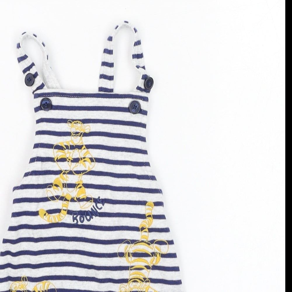 Matalan Boys Green Striped Cotton Dungaree One-Piece Size 6-9 Months  Button - Tigger, Disney