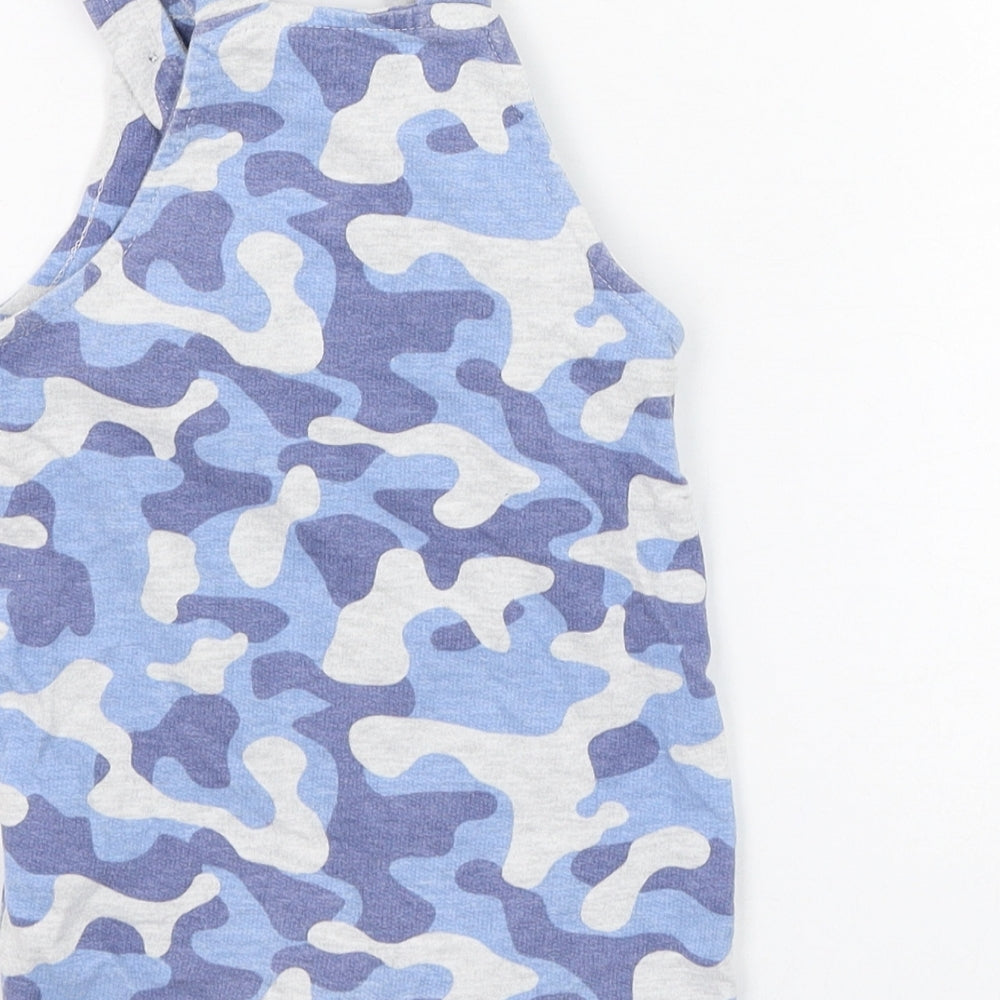 Peacocks Boys Blue Camouflage Cotton Dungaree One-Piece Size 6-9 Months  Button