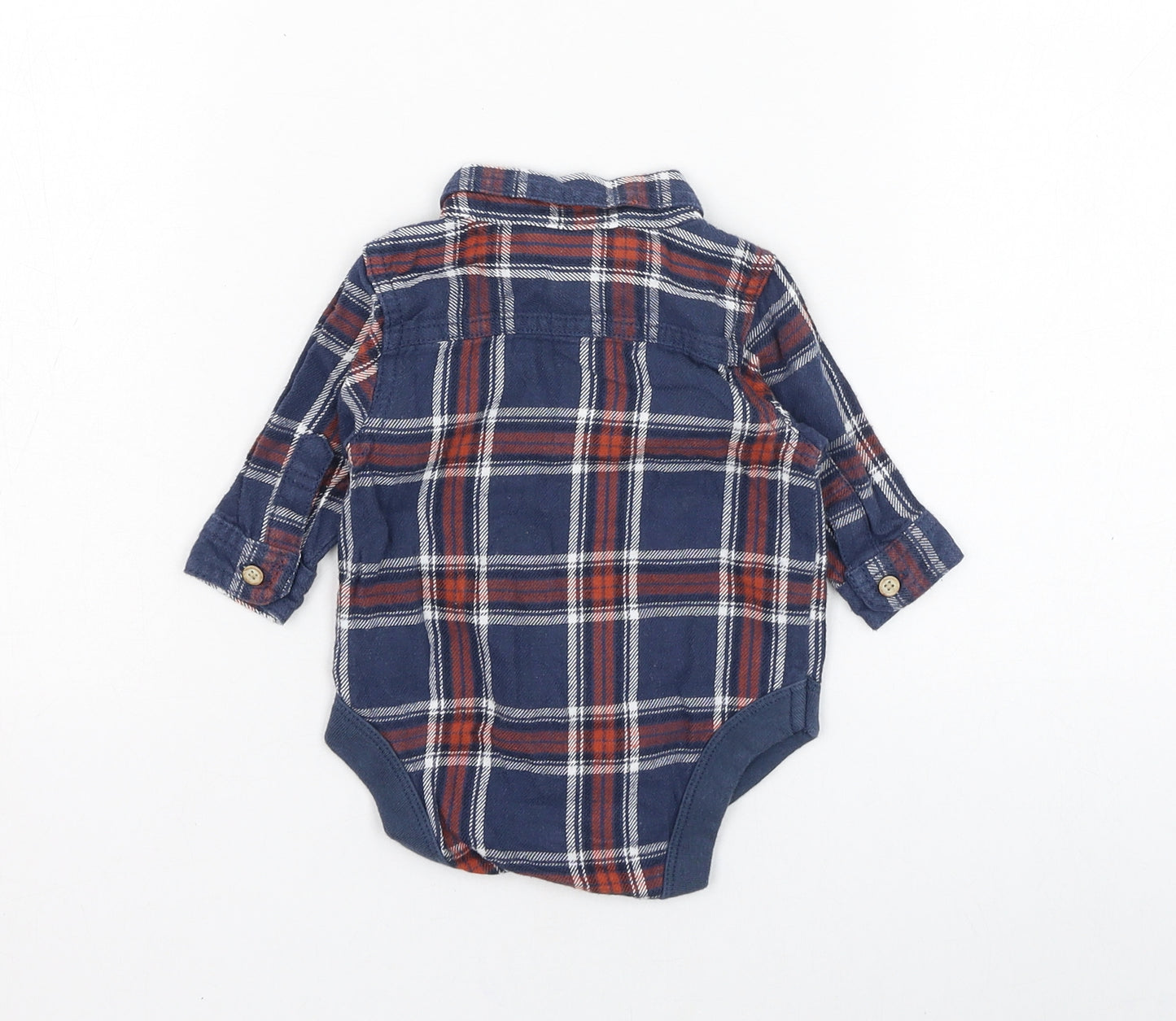 NEXT Boys Blue Check Cotton Basic Button-Up Size 0-3 Months Collared Button