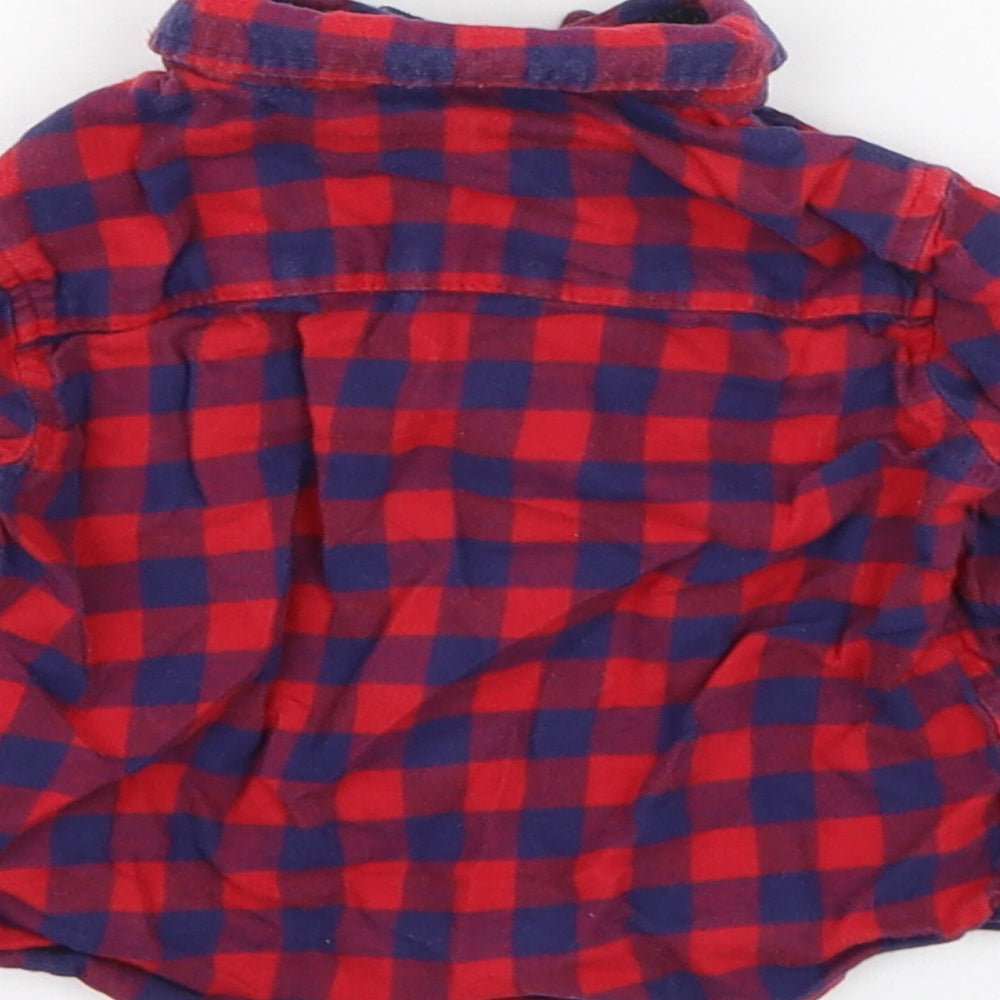 NEXT Boys Red Check Cotton Basic Button-Up Size 3-6 Months Collared Button - Star