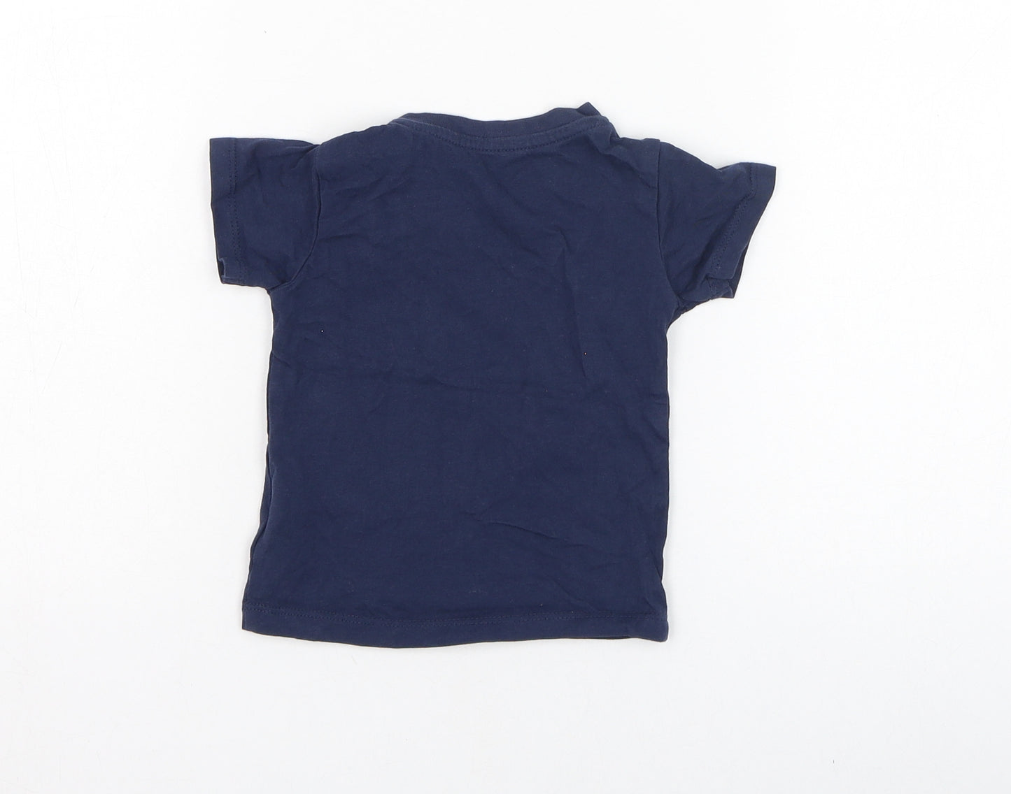 Matalan Boys Blue  Cotton Basic T-Shirt Size 6-9 Months Round Neck Pullover - Mama knows best