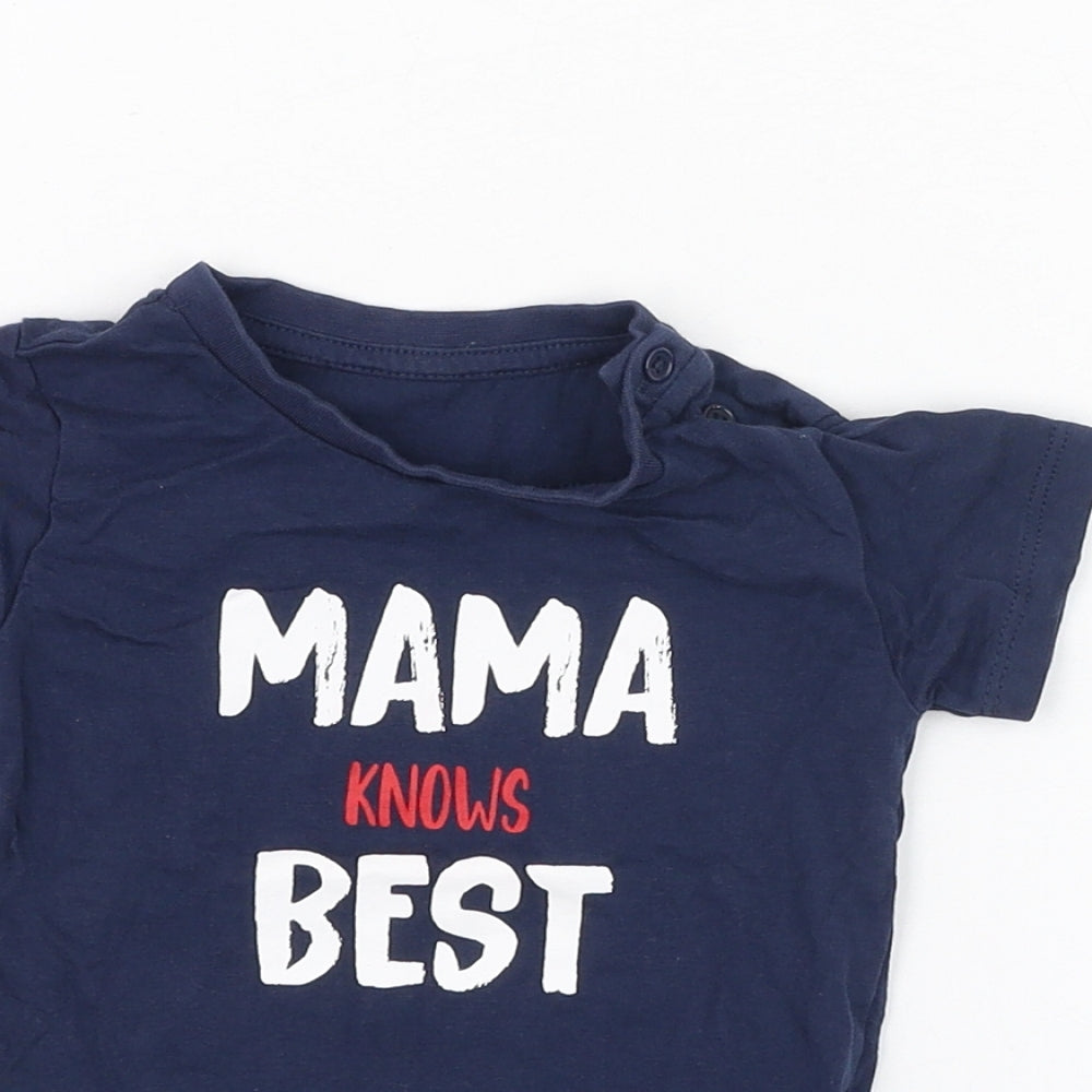 Matalan Boys Blue  Cotton Basic T-Shirt Size 6-9 Months Round Neck Pullover - Mama knows best