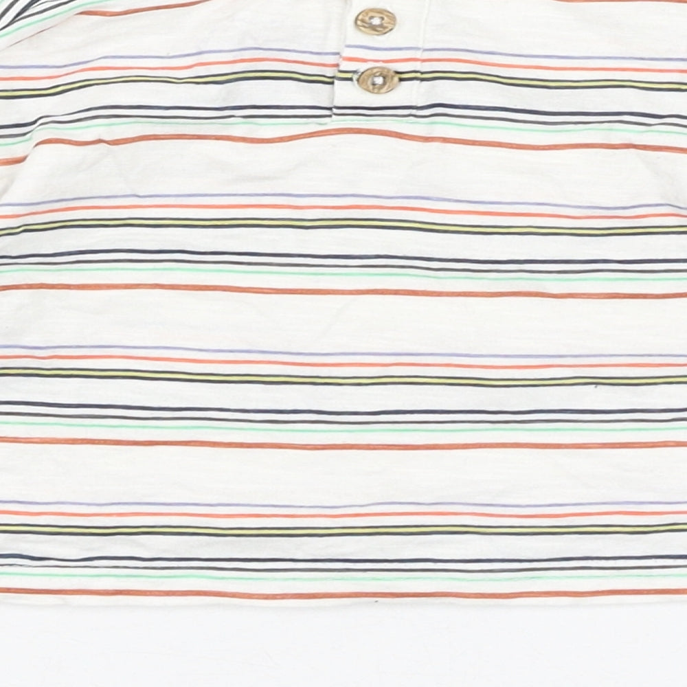 Dunnes Stores Boys White Striped Cotton Basic T-Shirt Size 3-6 Months Round Neck Pullover