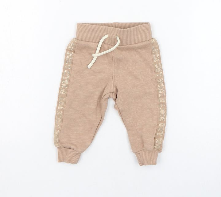 Primark Girls Brown Cotton Jogger Trousers Size 3-6 Months Pullover - Look out