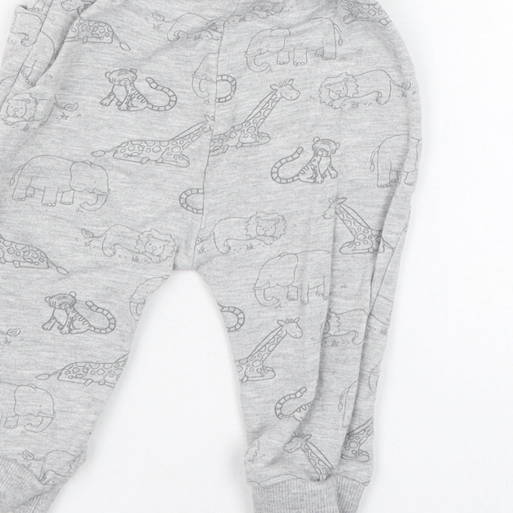 George Boys Grey  Cotton Jogger Trousers Size 3-6 Months  Pullover - Tiger, Elephant, Lion, Giraffe