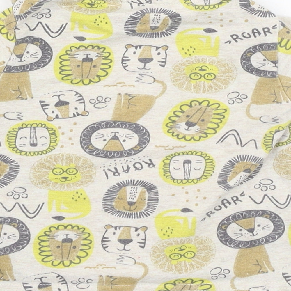 Peacocks Boys Brown  Cotton Basic T-Shirt Size 6-9 Months Round Neck Pullover - Lion, Tiger