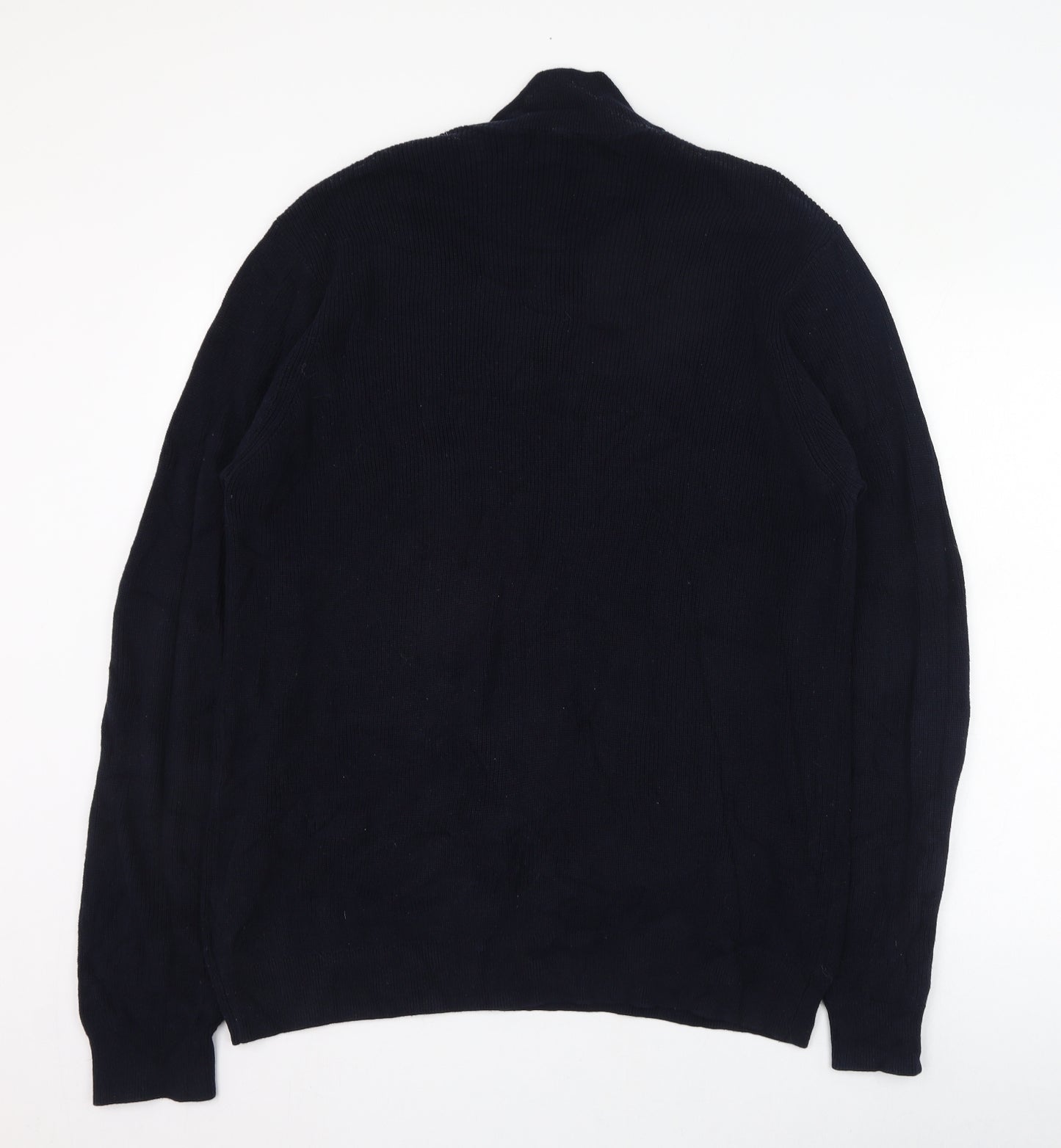 F&F Mens Blue Mock Neck  Cotton Pullover Jumper Size XL