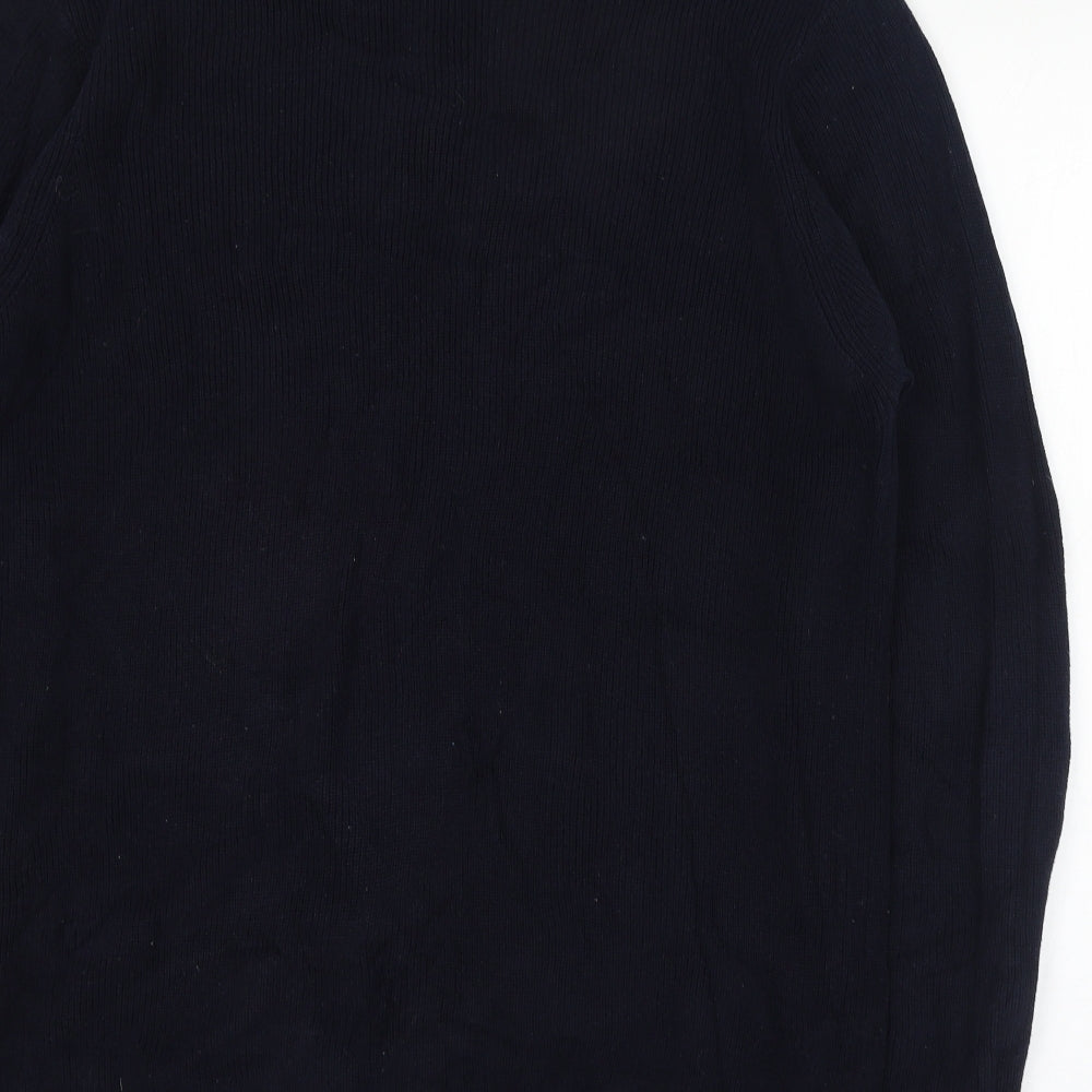 F&F Mens Blue Mock Neck  Cotton Pullover Jumper Size XL