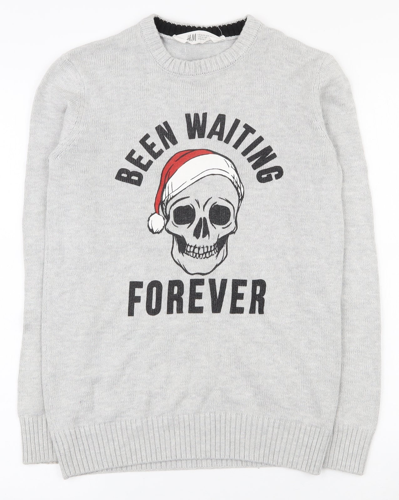 H&M Boys Grey Crew Neck  Cotton Pullover Jumper Size 10-11 Years  Pullover - Christmas jumper
