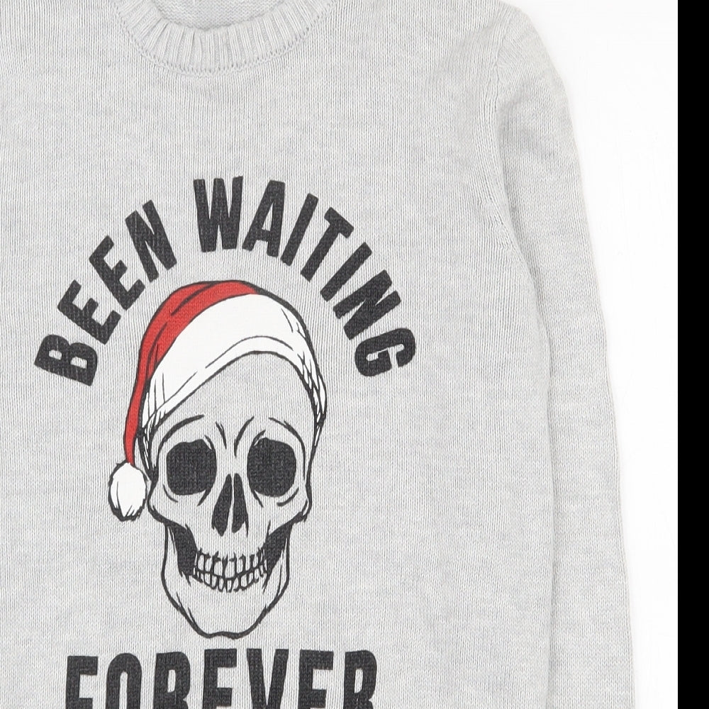 H&M Boys Grey Crew Neck  Cotton Pullover Jumper Size 10-11 Years  Pullover - Christmas jumper