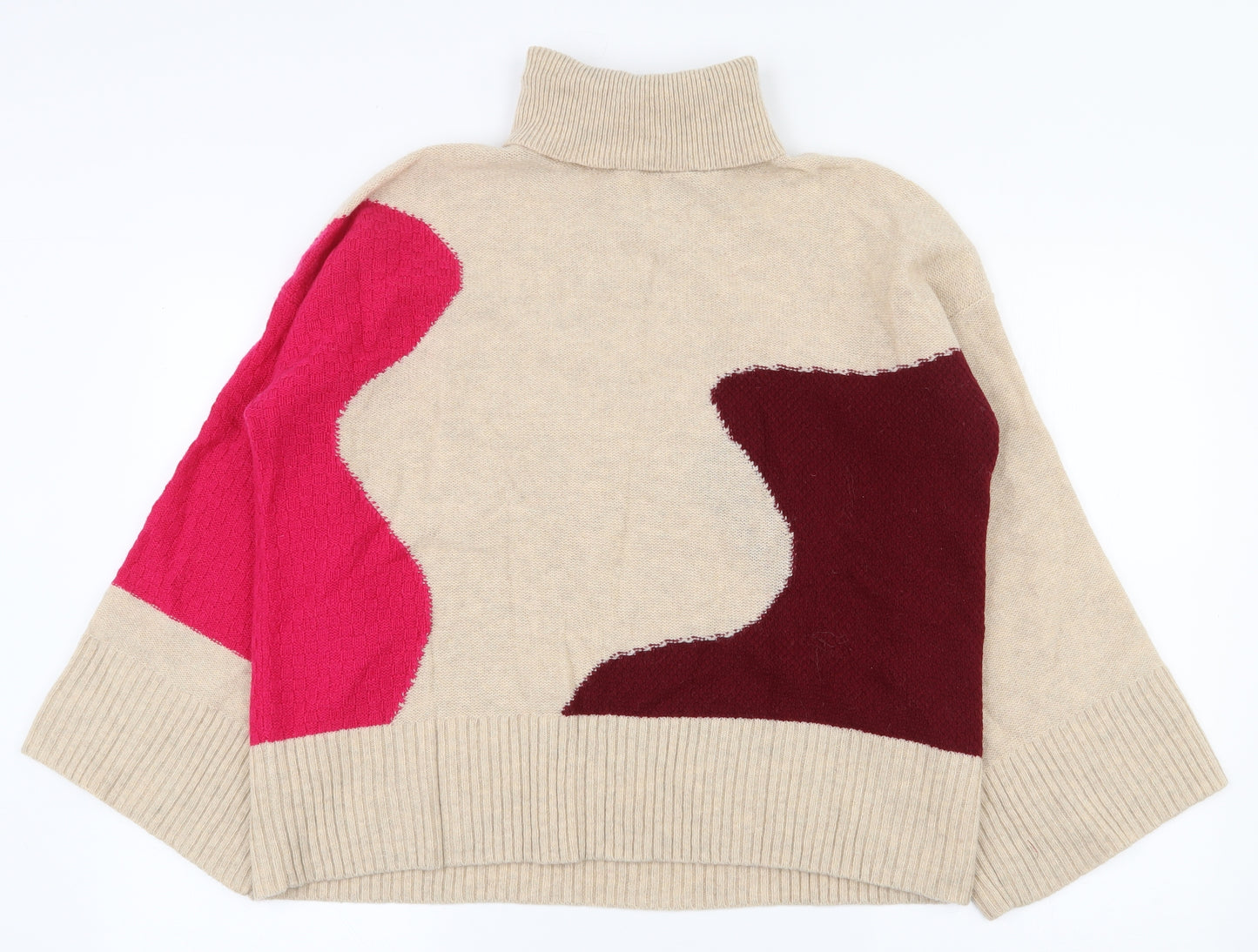 White Stuff Womens Multicoloured Roll Neck  Wool Pullover Jumper Size 12