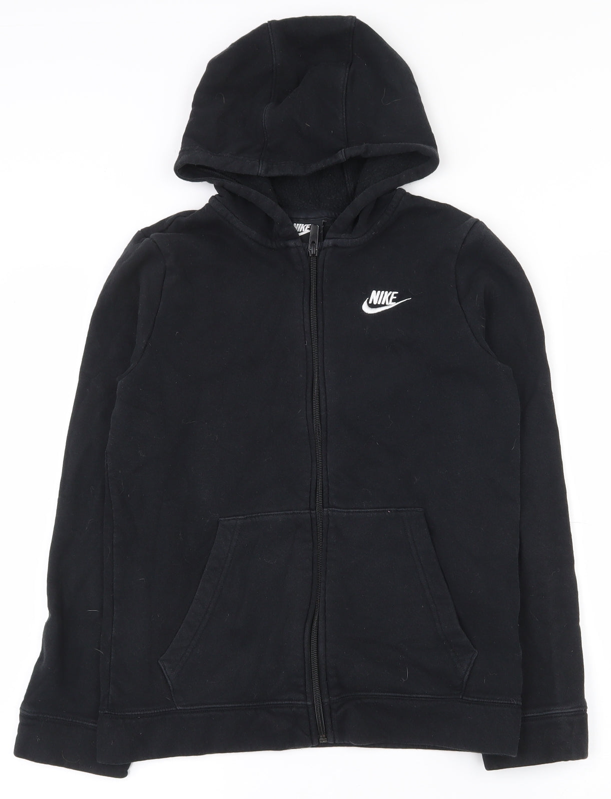 Nike Boys Black  Cotton Full Zip Hoodie Size L  Zip