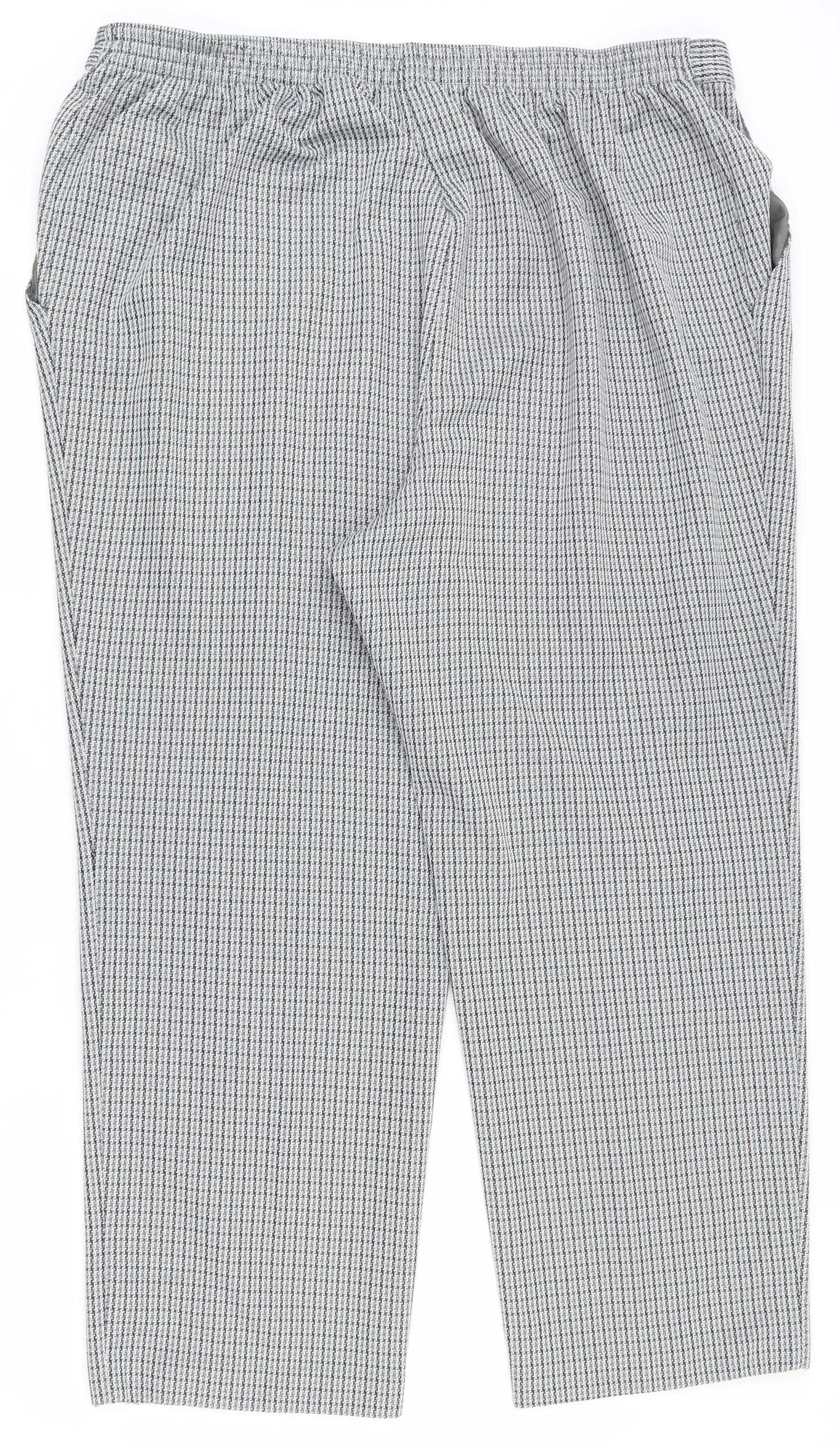 Marks Womens Grey Geometric Polyester Capri Trousers Size 22 L25 in Regular