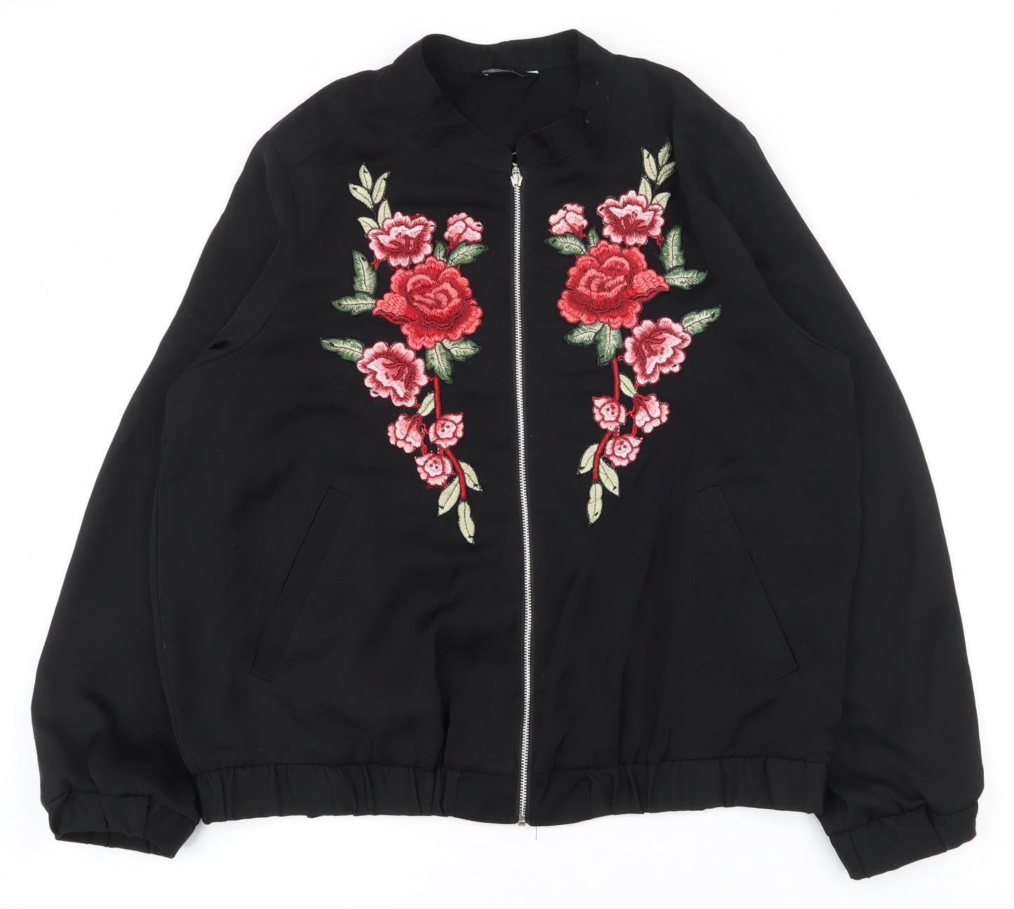 F&F Womens Black   Jacket  Size 16  Zip - Graphic print