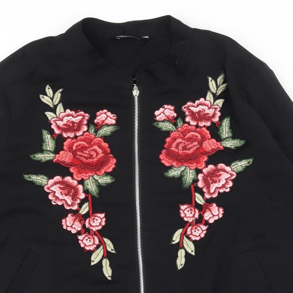 F&F Womens Black   Jacket  Size 16  Zip - Graphic print