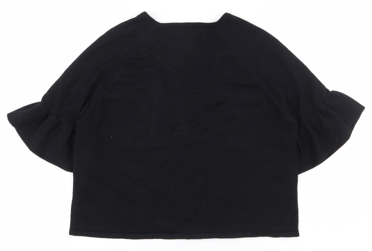Marks and Spencer Womens Black V-Neck  Viscose Cardigan Jumper Size M   - Cropped, Flared sleeves