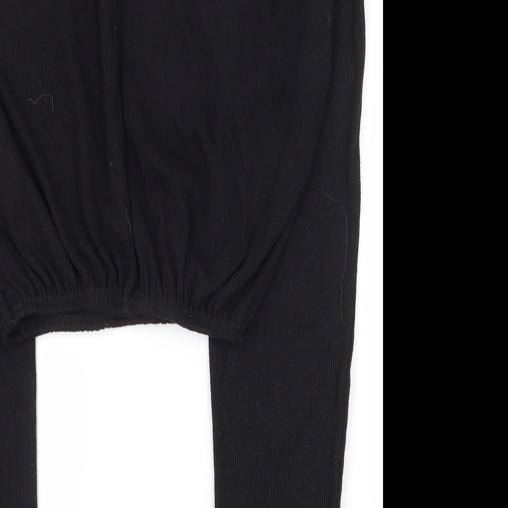 PRETTYLITTLETHING Womens Black  Polyester Pullover Sweatshirt Size 6  Zip - Cropped