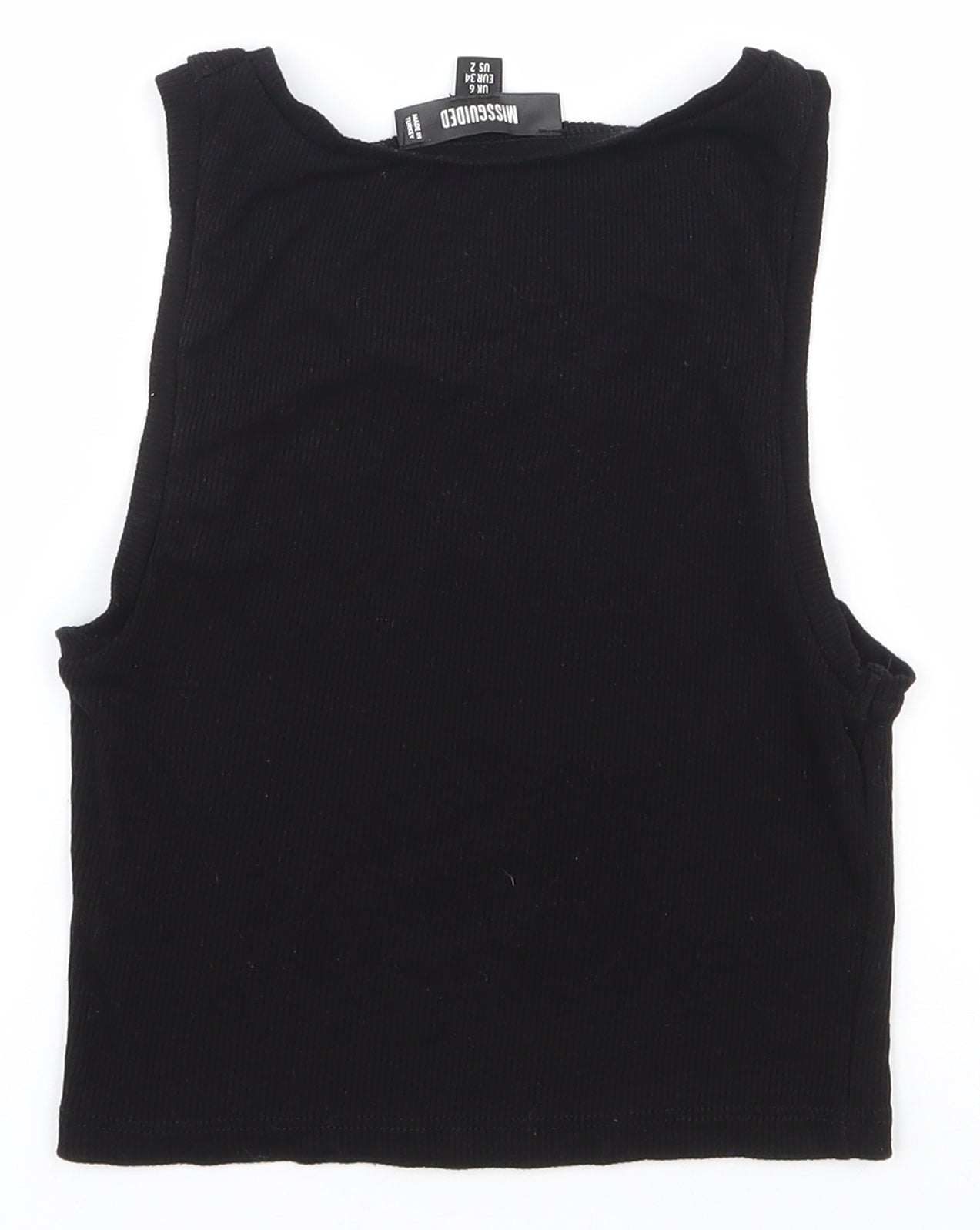 Misguided Womens Black  Polyester Cropped Tank Size 6 Round Neck