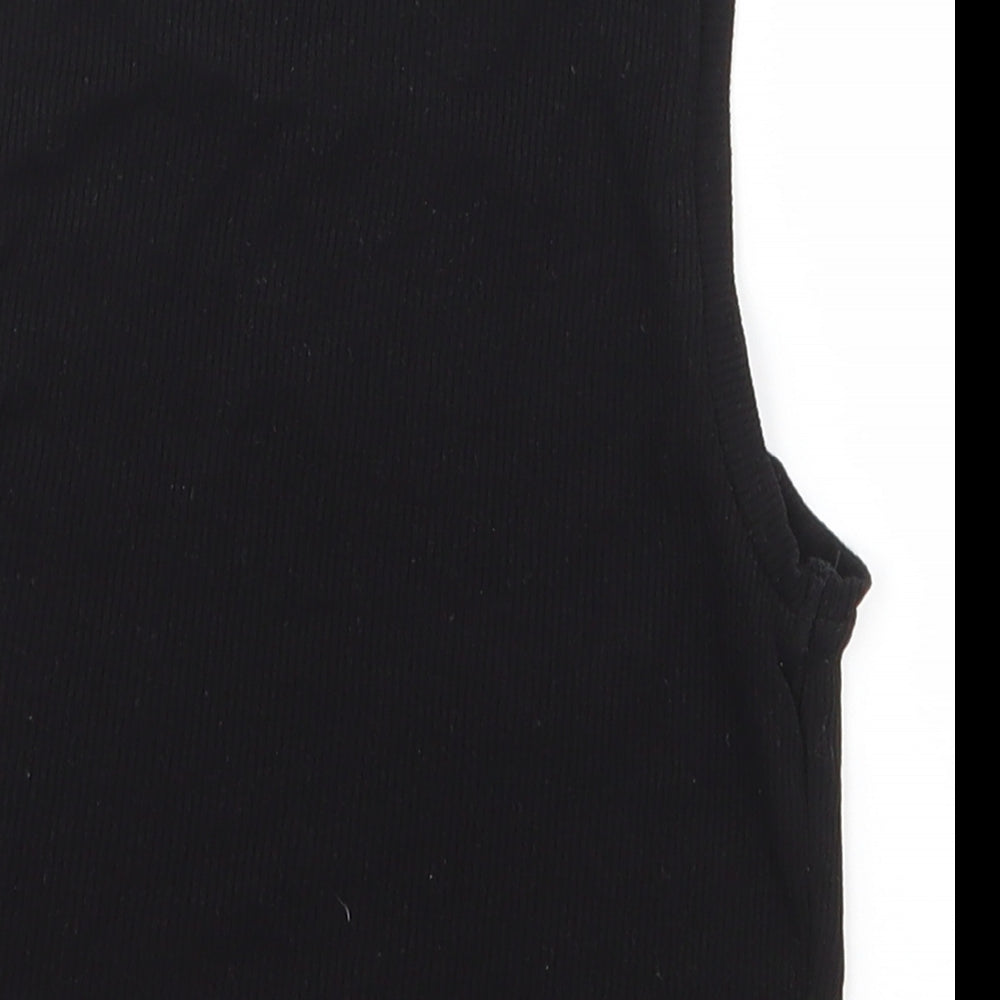 Misguided Womens Black  Polyester Cropped Tank Size 6 Round Neck