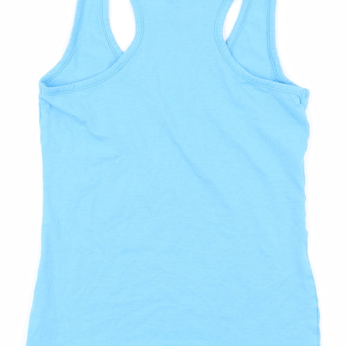 Dunnes Stores Womens Blue  Cotton Basic Tank Size 10 Scoop Neck