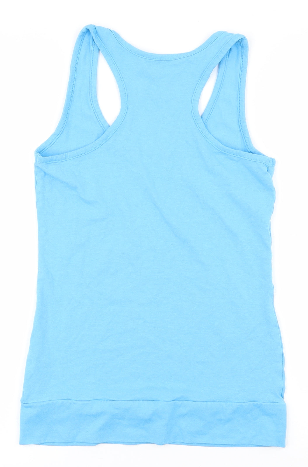 Dunnes Stores Womens Blue  Cotton Basic Tank Size 10 Scoop Neck