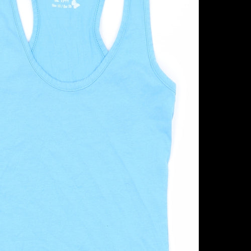Dunnes Stores Womens Blue  Cotton Basic Tank Size 10 Scoop Neck